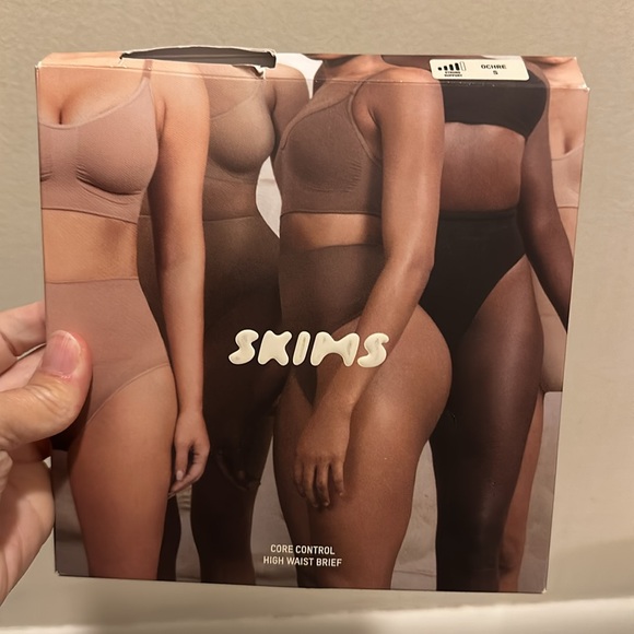 Skims Core Control High Waisted Brief in Ochre - Picture 5 of 8